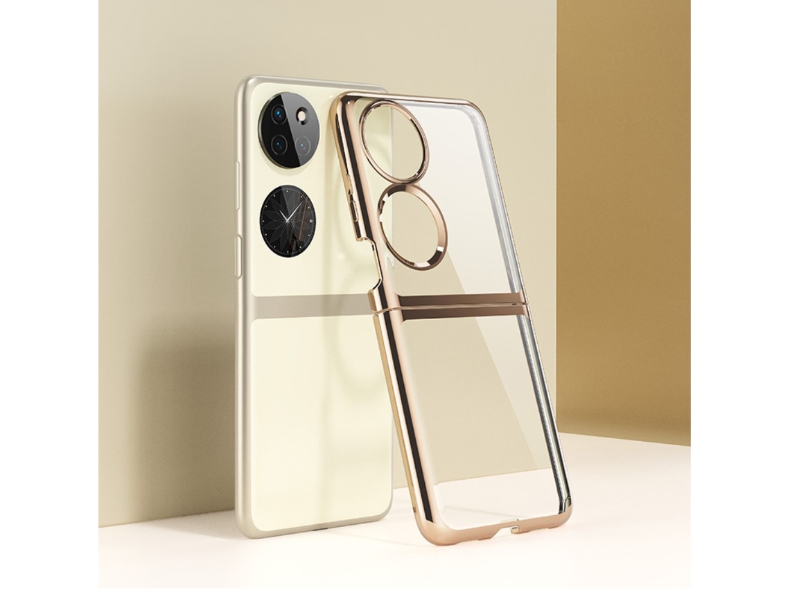 Capa Para Huawei Huawei P50 Pocket Pele Sintética Anti-choque Dourado