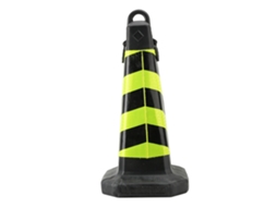 Cono De Trânsito De Plástico (aviso Refletivo, Amarelo E Preto Chamativo)