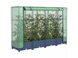 Vidaxl Canteiro Elevado Com Cobertura Para Estufa, Estilo Rattan, 160x40x123 Cm