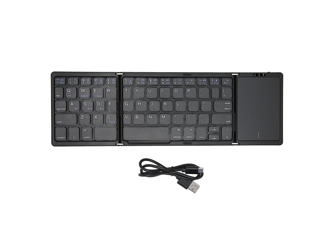 Teclado Bluetooth Dobrável com touchpad, tamanho normal, compatível com tablets, smartphones e PCs TAISHENGDA