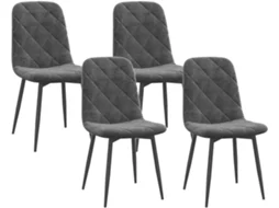 Conjunto de 4 Cadeiras Veludo sintético, espuma, aço cor Cinzento 45x54x87 cm HOMCOM