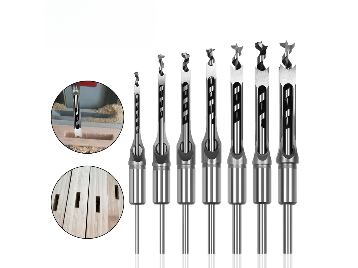 Conjunto de 7 Brocas de Furo Quadrado para Rachadores de Lenha X001 (6,4/8/9,5/10/12,7/14/16 mm)