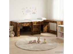 Vidaxl Cama Alta Para Crianças Com Mesa 2 Unid. Carvalho Fumado
