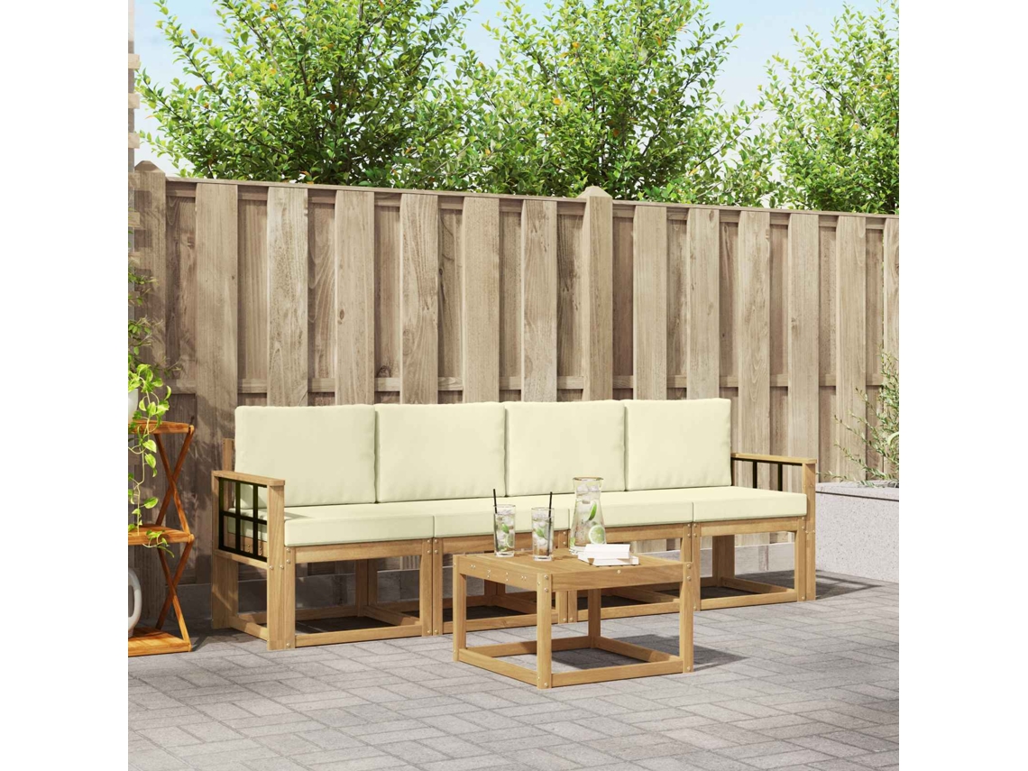 Vidaxl Conjunto De Sofás Para Exterior 5 Pcs Branco E Creme