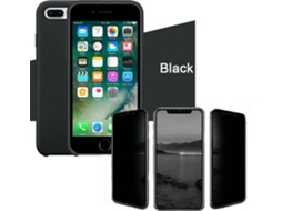 Kit Capa e Película de Vidro 5D Anti-Spy iPhone 7 Plus, 8 Plus Silicone Líquido Preto