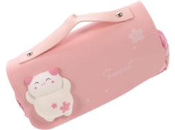 Estojo Multifuncional Com Brinquedo Antiestresse, Grande Capacidade, Bolsa De Lona Rosa.