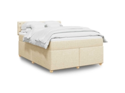 Vidaxl Cama Com Molas/colchão 140x190 Cm Tecido Cor Creme