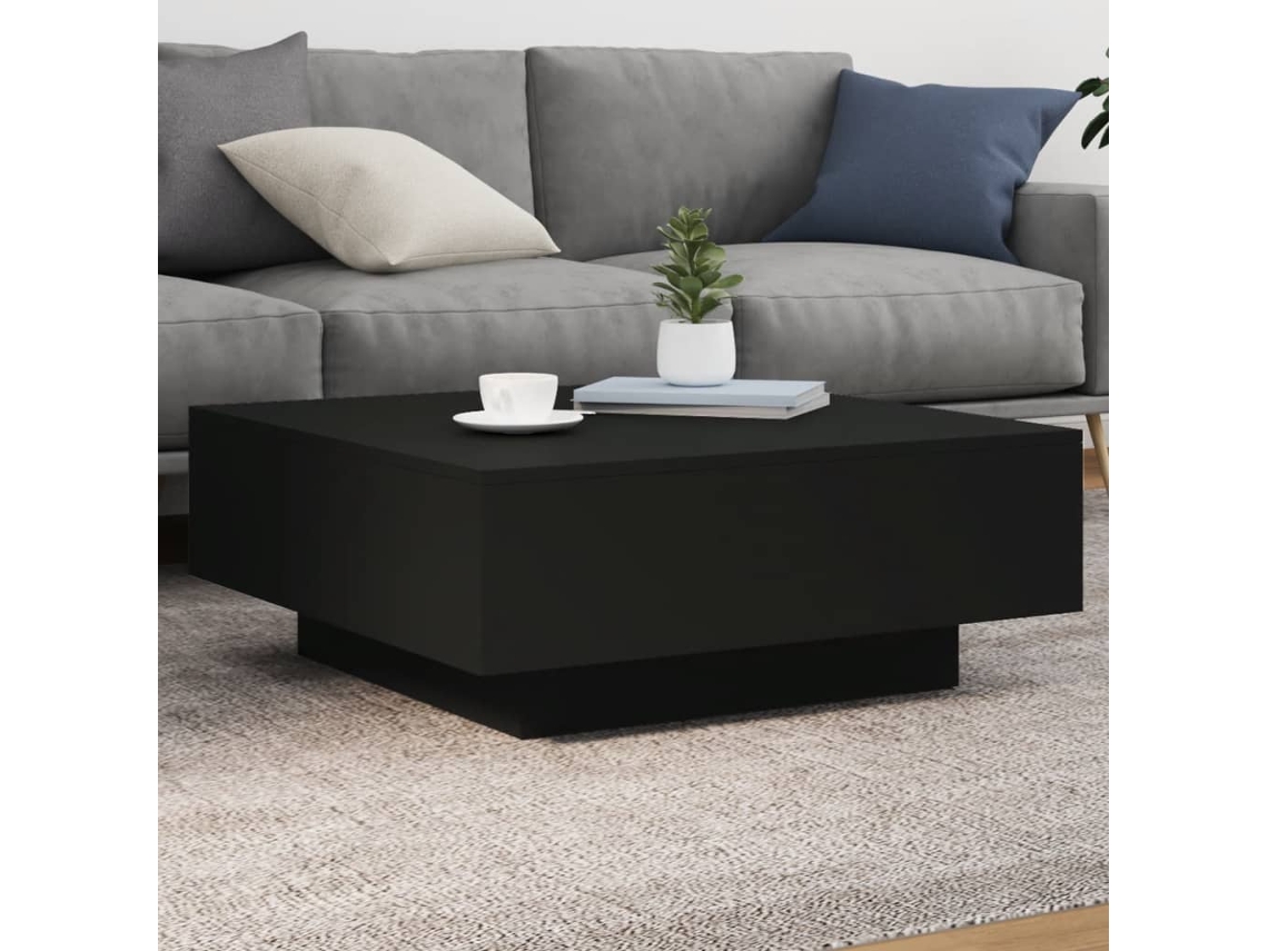 Vidaxl Mesa De Centro Com Luzes Led 80x80x31 Cm Preto