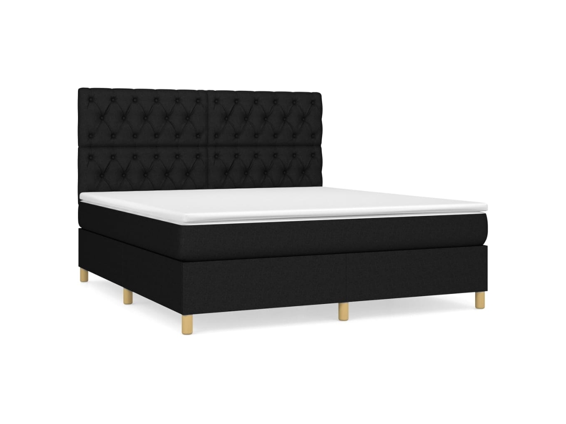 Cama com Molas/colchão 160x200 Cm Tecido Preto MAISON EXCLUSIVE
