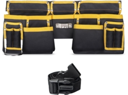 Cinto De Ferramentas Resistente Com 11 Bolsos Para Homens Bolsos De Construção Amarelos E Pretos Com Fivela De Liberação Rápida Zeuxo