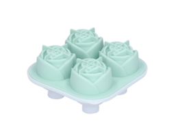 Nova Line forma de Gelo em Silicone com 4 Moldes em Forma de Rosa Verde Claro para Bar e Cozinha