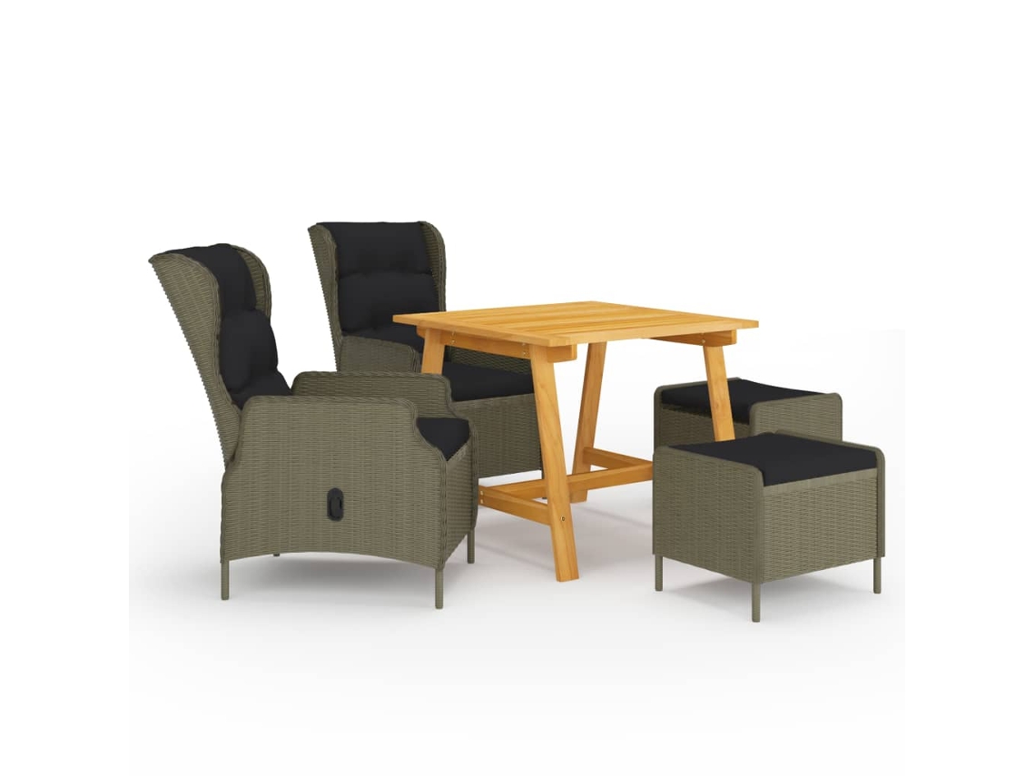 Vidaxl 5 Pcs Conjunto De Jantar Para Jardim Castanho