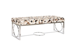 Banqueta DKD HOME DECOR Castanho Bege Prateado Camel Aço 122x41x44 cm