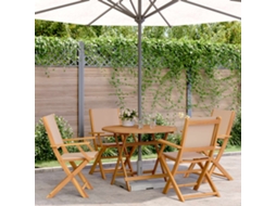 Vidaxl 5 Pcs Conjunto Jantar Jardim Tecido/madeira Cinza-acastanhado