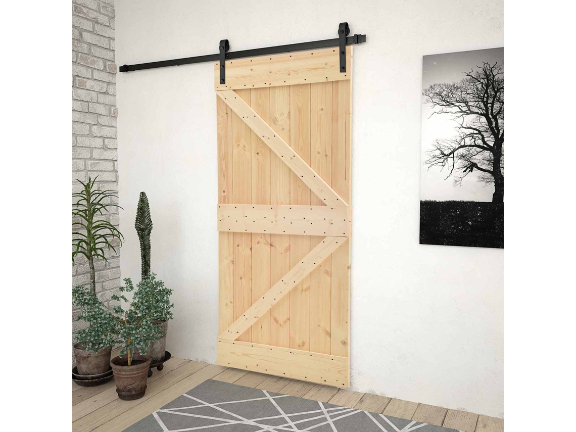Vidaxl Porta Deslizante 80 X 210 Cm Madeira De Pinho Maciça