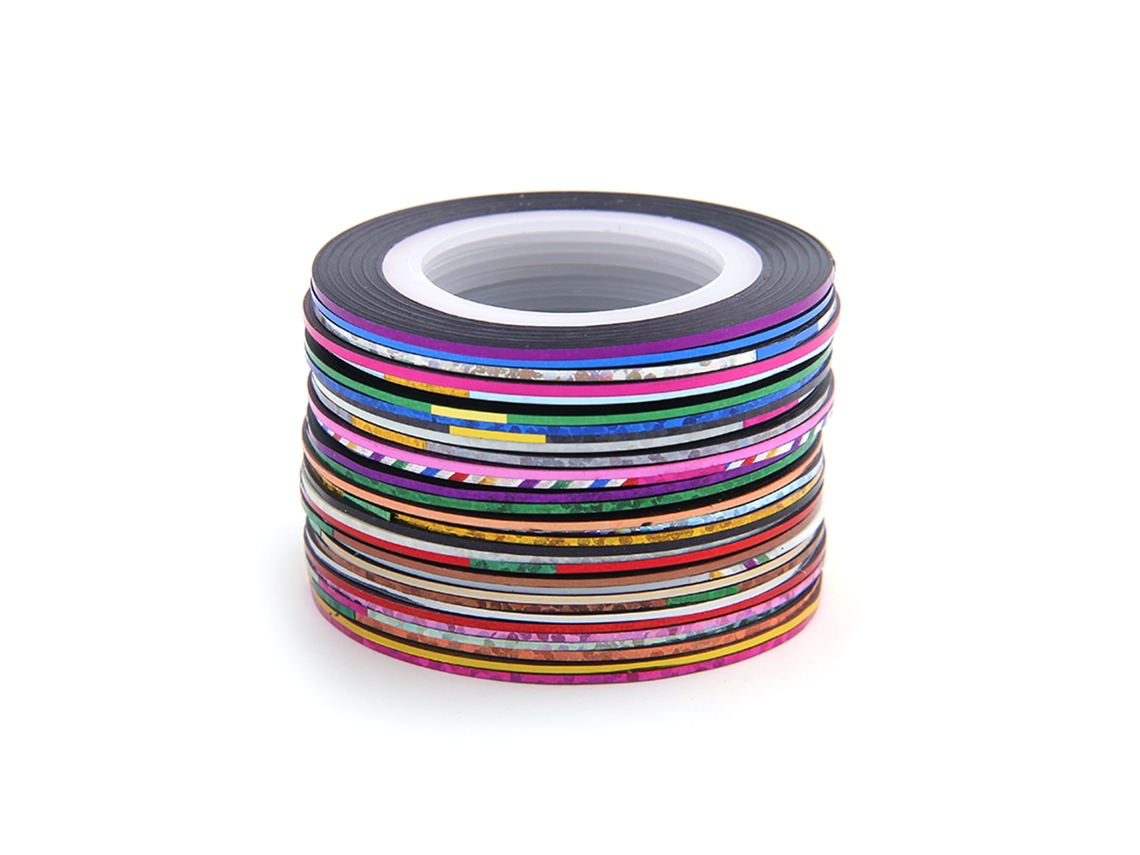 30 Rollos De Cinta De Arte Para Uñas Con Colores Mixtos, Stickers Diy Y Portaherramientas Gratis