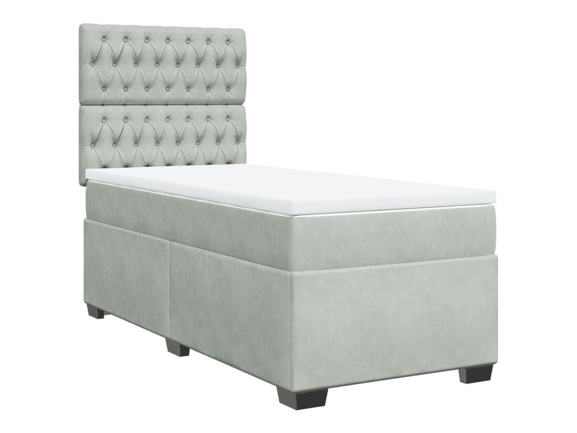 Cama com Molas/colchão 80x200 Cm Veludo Cinza claro MAISON EXCLUSIVE