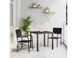 Vidaxl Conjunto De Jantar Para Jardim 3 Unid. Preto Vime Pe