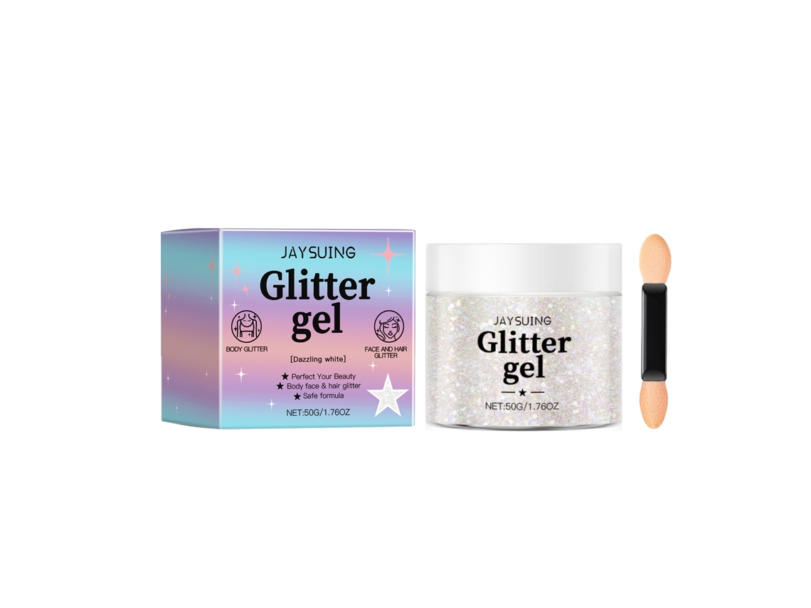 Gel Glitter Branco Shimmer da LAXISCREED para Unhas com Efeito Cintilante e Look Sofisticado