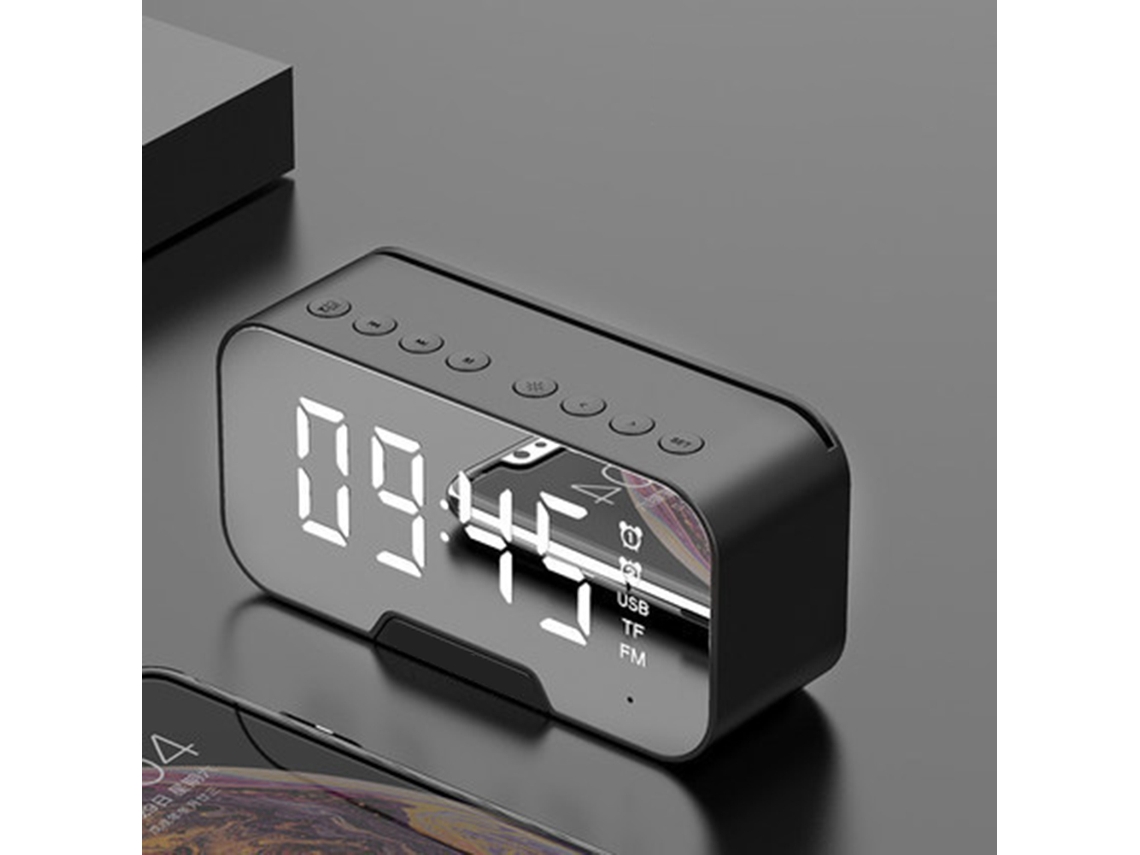 Reloj Despertador Digital Led Bluetooth con Altavoz, Radio Fm y Pantalla Brillo Ajustable S/MARCA
