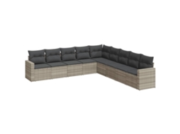 Maison Exclusive - 9 Pcs Conj. Sofás Jardim Com Almofadões Vime Pe Cinzento-claro