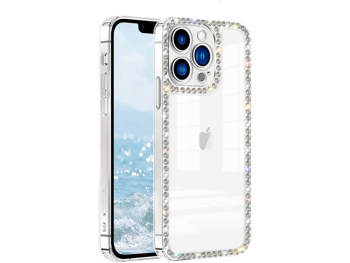 1 Unidade Capa Transparente Compatível Com Iphone 13 Pro Max, Fofa Para Mulheres E Meninas, Com Glitter De Diamante E Strass.