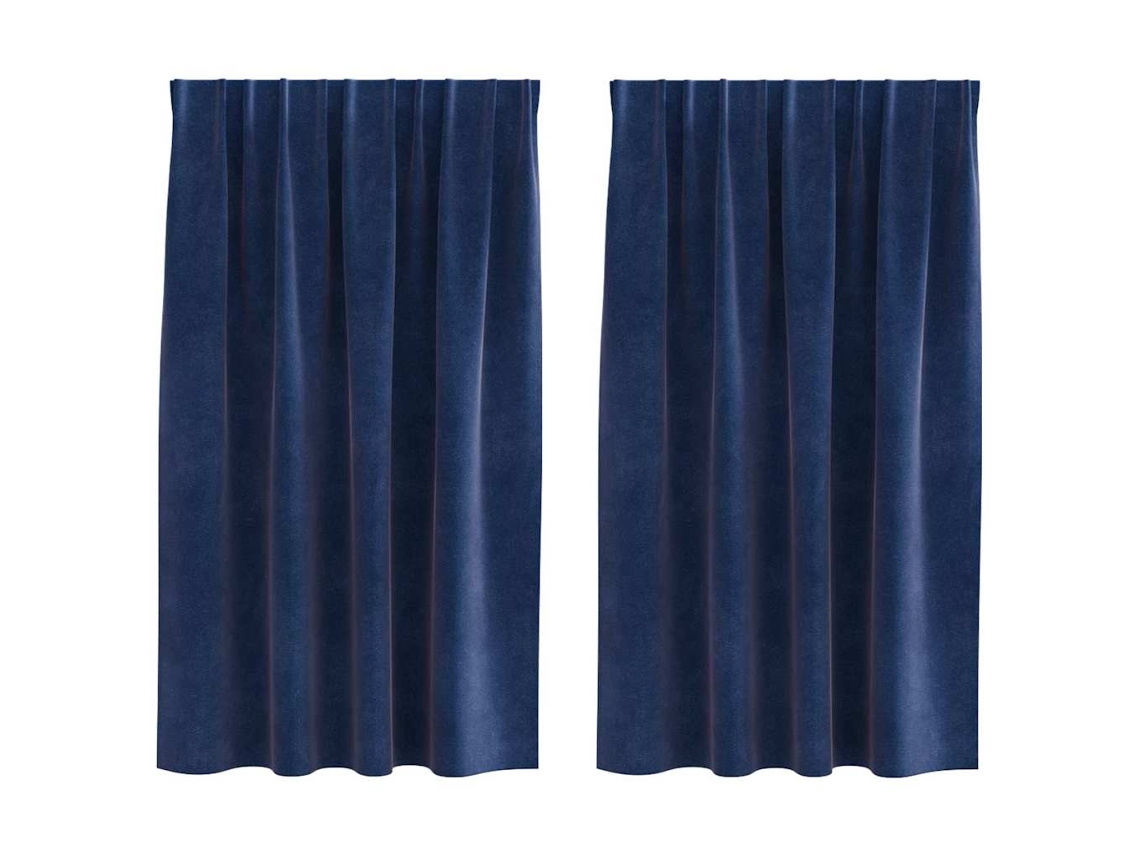 Maison Exclusive - Cortinas Opacas 2 Unid. Azul Escuro 140 X 140 Cm Veludo