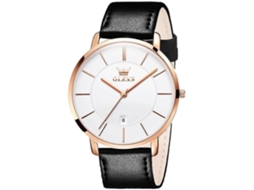 Lurelia Relógio Masculino, Modelo Sony-364, Movimento De Quartzo, Couro, Preto, Dourado