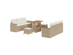 Conjunto 9 Conjunto De Sofá Modular Vidaxl Bege Vime Pe (90 X 55 X 71 Cm)