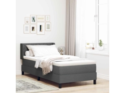 Vidaxl Cama Box Com Cabeceira Manual Cinza Escuro 200 X 100 Cm Tecido