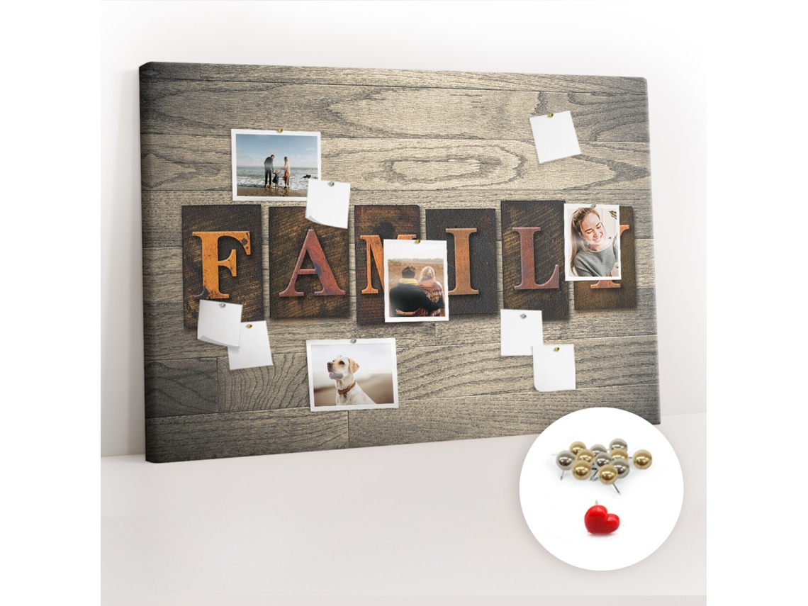Quadro De Cortiça Inscrição "família" Para O Quarto Das Crianças Espelharte (120x80 Cm)