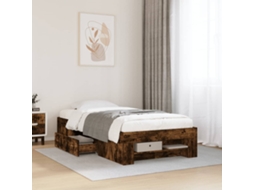 Vidaxl Estrutura Cama S/ Colchão Derivados De Madeira Carvalho Fumado