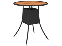 Vidaxl Mesa De Jantar P/ Jardim Ø 70 Cm Vime Pe E Acácia Maciça Preto