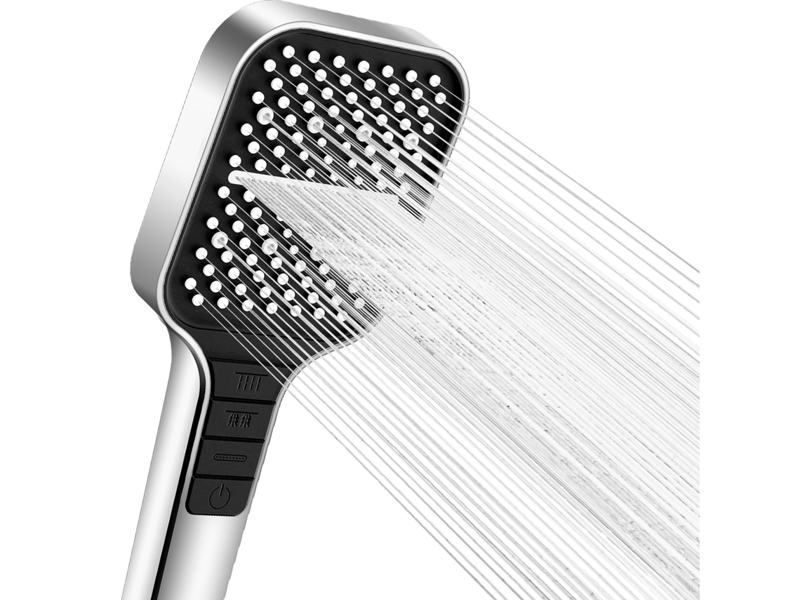 Chuveiro Economizador De Água Com 7 Modos Bico De Silicone Anti Entupimento Ajuste Com Uma Mão Alto Fluxo Prateado Zeuxo
