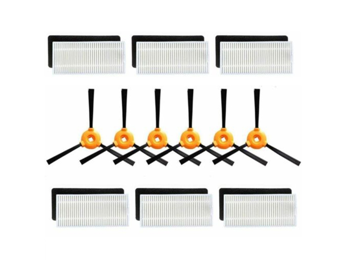 6 * escovas laterais 6 * filtros para ecovacs deebot 500, deebot 600, deebot 601, deebot 711 robô vácuo parte limpeza substituição