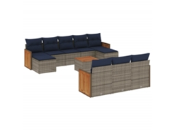 Conjunto de Sofá de Jardim, 11 Peças, Almofadas, Rattan Cinza MAISON EXCLUSIVE