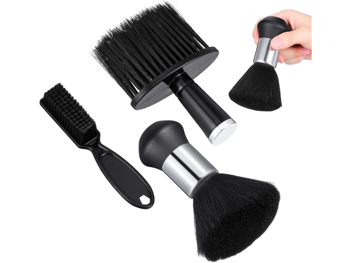Conjunto De 3 Escovas De Limpeza Portáteis De Plástico Preto Para Cabeleireiro.