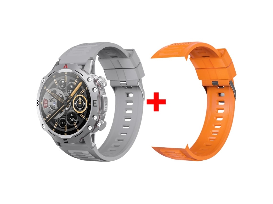 Smartwatch OD2 IPS com tela sensível ao toque, mostrador redondo, BT Connect, carregador sem fio, rastreador de fitness, esporte, prata
