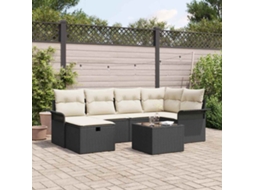 Vidaxl Conjunto De Sofá De Jardim Com Almofada 7 Pcs Rattan Sintético