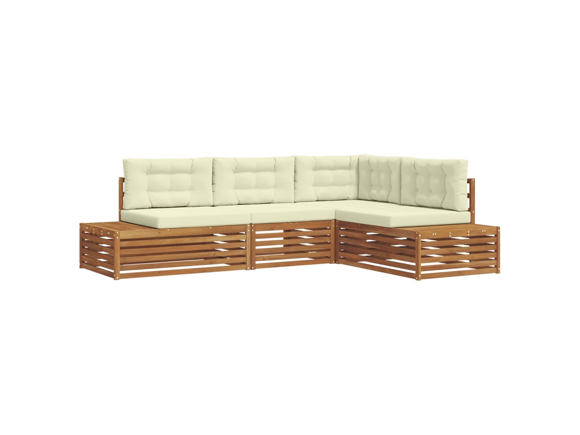 Maison Exclusive - Conjunto De Sofás Para Exterior 4 Peça Natural E Creme