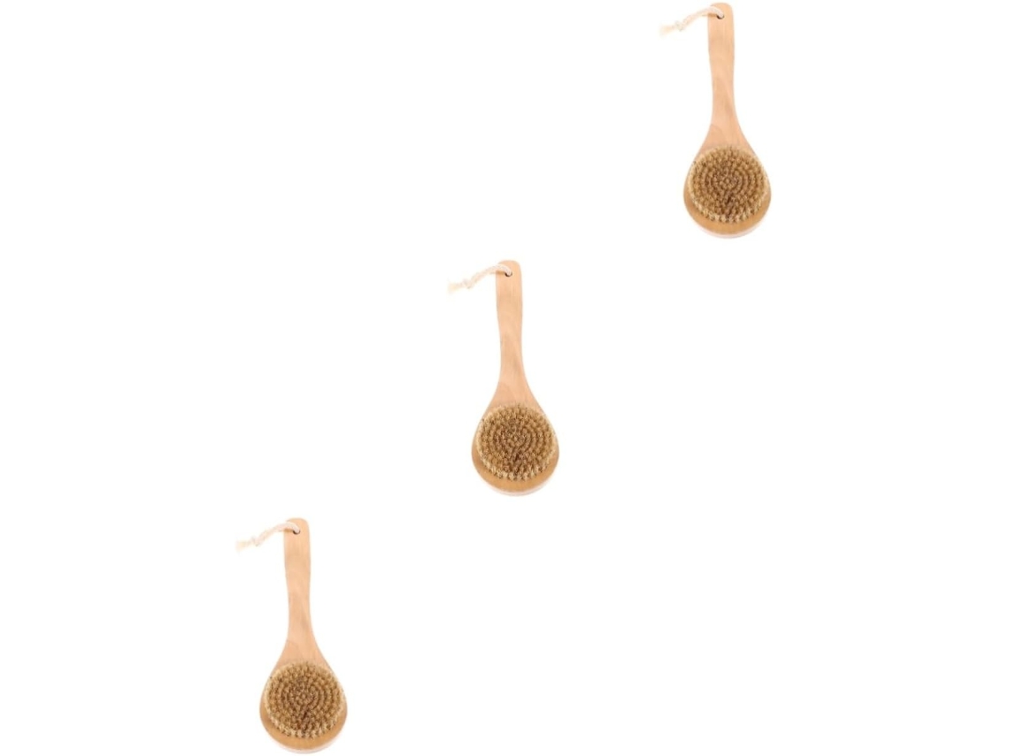 Lurelia Pack De 3 Escovas De Massagem Corporal Para Banho Diário, Cabo De Madeira, Cerdas Macias E Massagem Suave