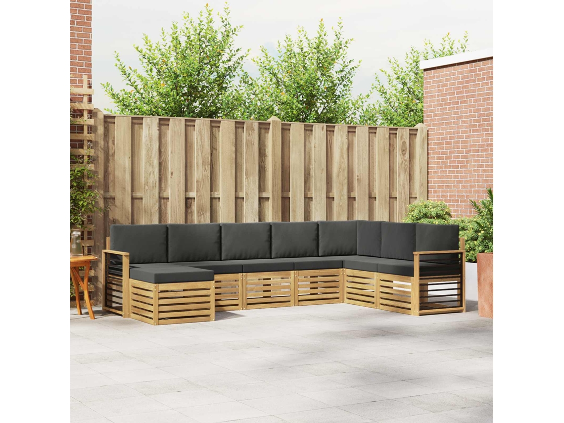 Vidaxl Conjunto De Sofás Para Exterior 8 Unid. Branco E Antracite