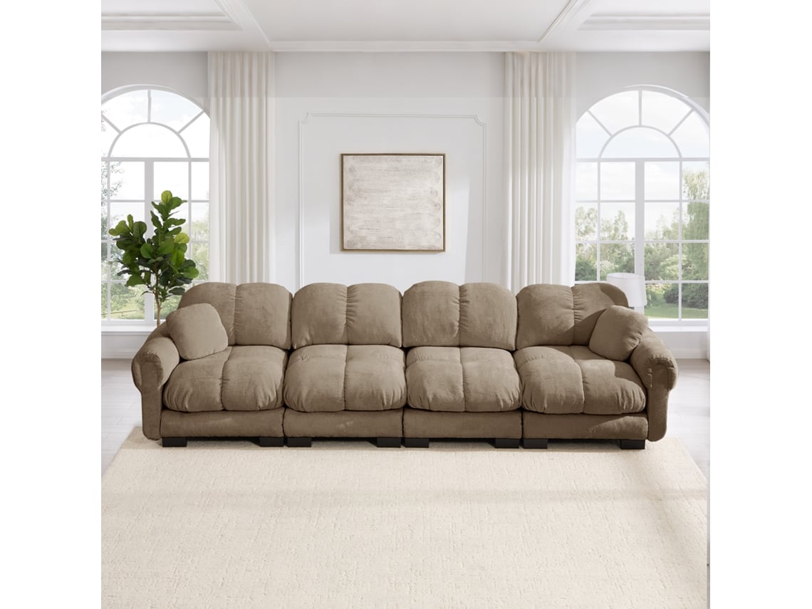 Design Acolchoado Com Elegantes Apoios De Braço, Almofadas De Assento Espessas, Macias E