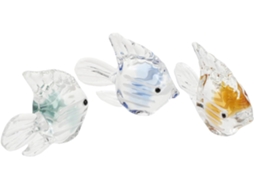 Conjunto 3 Estatuetas Peixes Vidro Transparente Decoração Design Criativo Desenho Animado Ideais Estofados GOKOCO