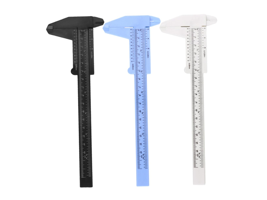 Conjunto De 3 Mini Paquímetros Plástico Com Régua Deslizante Dupla
