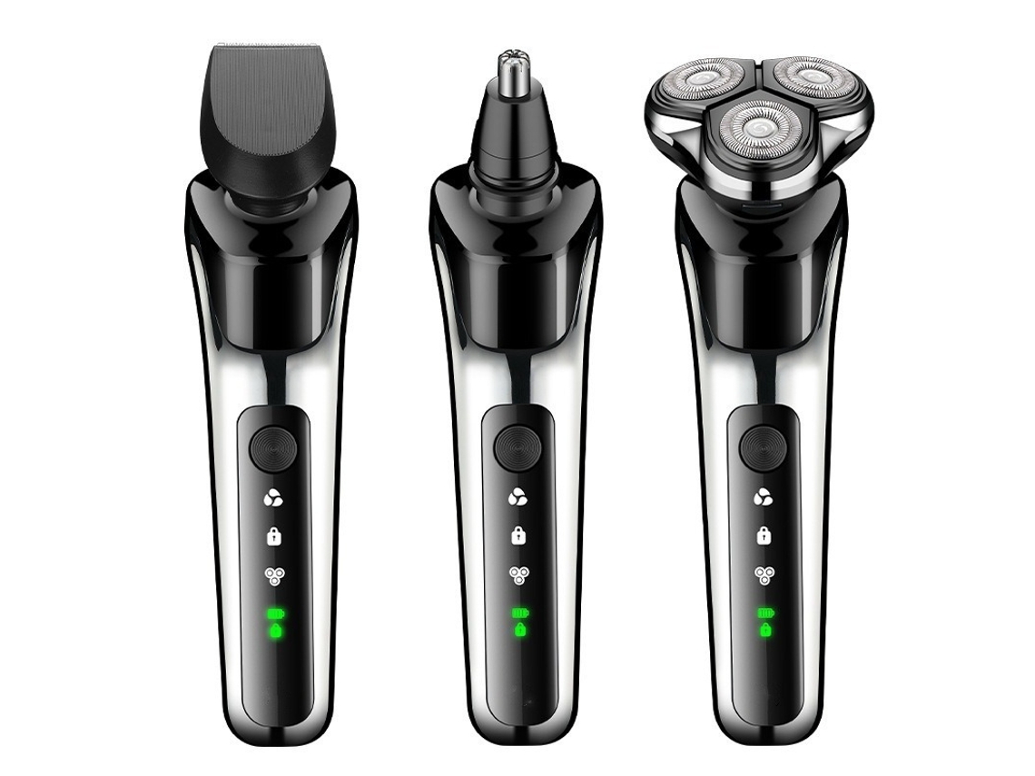 Cortador De Grama Elétrico Usb E Tomada 3 Em 1, Conjunto De Barbeador Recarregável Inercial Masculino Em Aço Inoxidável