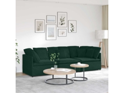 Vidaxl Sofá Modular Com Almofadas Veludo Verde-escuro
