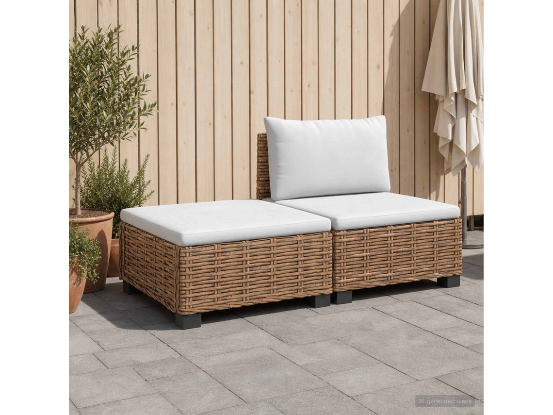 Vidaxl 2 Unid. Conjunto De Lounge De Rattan Com Almofadas Gendt