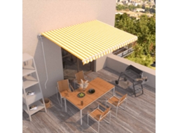 Vidaxl Toldo Retrátil Automático 450x300 Cm Amarelo E Branco