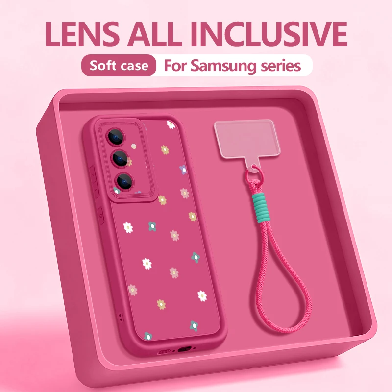 Capa Para Celular Galaxy S24 Fe Com Estampa Floral E Cordão Macio (rosa Vibrante).